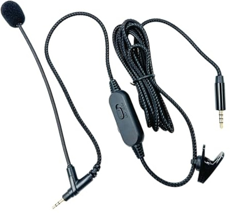 Fazvncv Flexibles Kopfhörer-Adapterkabel mit Mikrofon-Schalter, Mikrofonkabel, kompatibel mit Headset-Draht, 150 mm