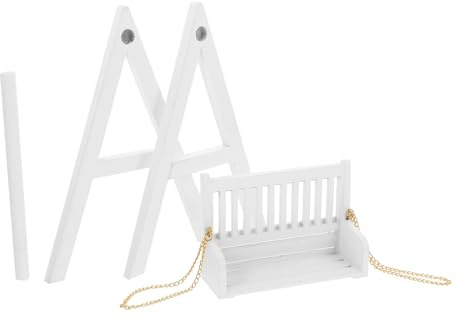 TOBBOMEY Miniatur Hängesitz Schaukel Puppenhaus Dekoration Miniatur Möbel Weiß Robustes Mini Swing Modell Für Vielseitiges Und Tragbar