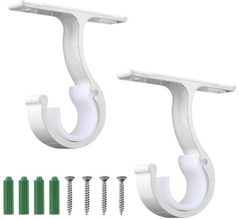 Wafuesh 2 Pezzi Staffa Da Soffitto Bastone Per Tende In Lega Di Alluminio Per Diametri Di 20-28 Mm Supporti Robusti Per Tende A Soffitto Con Viti Metalliche Colore Bianco