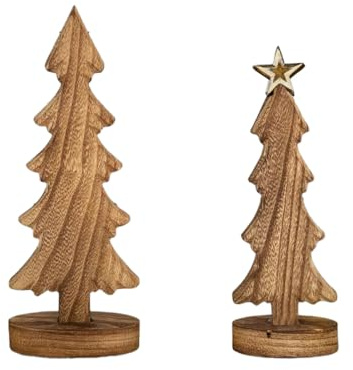 2 Stück Weihnachtsdeko Holz, 26/21 cm Mini Weihnachtsbaum, Künstlicher Weihnachtsbaum Holz, weihnachtsdeko Tisch, Holzdeko Weihnachten Für Tisch, Schaufenster, Weihnachtsdorf, Auch Als Geschenk
