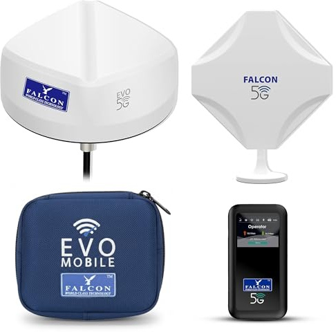 Falcon EVO 5G Flex – Dachmontage + tragbare, verstärkte 5G-Internetlösung inklusive 3400 Mbps 5G Portable Router (Nano/eSIM)