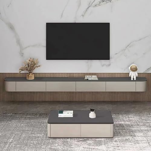 Minimalist Floating TV Unit, Wall Mounted Media Console Cabinet with Door Storage, Fits 43-100 Inch TVs(140CM)