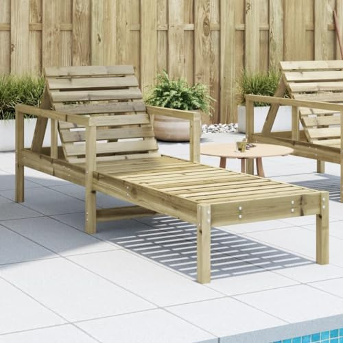 ZQQLVOO Sonnenliege aus imprägniertem Kiefernholz 199.5x62x55 cm mit Verstellbarer Rückenlehne für Garten Terrasse Pool, wetterfestes Holz Outdoor Liege mit Latten-Design, Bequeme