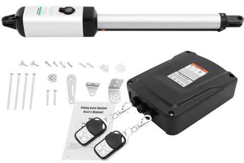 50W 24VDC Kit Motor Puerta Batiente 1 Hoja 16mm/s | 300Kg máx Abridor de Puertas Automatico con 2 Control Remoto Motor Puerta Corredera de Jardín