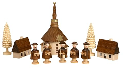 Volkskunstwerkstatt Unger Kurrende Figuren mit Seiffener Kirche - Original Erzgebirge® #0415