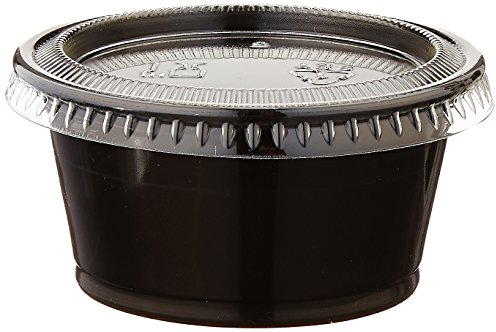 Polar Ice 40 Count Jello Shot Glasses, Souffle Cups and Portion Cup with Lids, 2-Ounce, Black