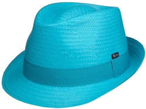 Lipodo Malaga Straw Trilby Sun Hat Made in Italy Men Women Spring Summer Turquoise