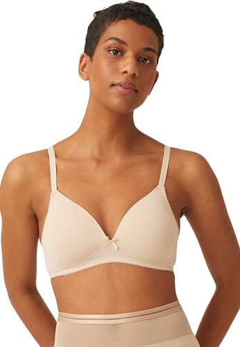 Naturana® Soft Wireless Bra with Cup [Cup A-D] Optimal fit & Maximum Support Thanks to Cut Design & Wide Straps | T-Shirt Bra | Women's Bra Without Underwire 42 Light Beige D