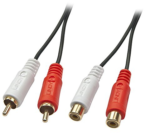 LINDY Cable de audio estéreo (2 conectores RCA macho a 2 conectores RCA hembra, 10 m), color dorado