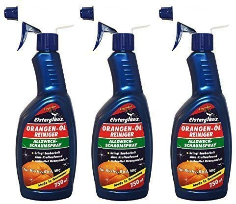 Preisjubel 3 x 750ml Elsterglanz Orangen-Öl Reiniger, Allzweck-Schaumspray Allzweckreiniger