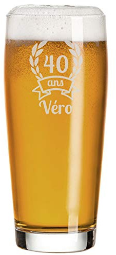 Pinte de bière Anniversaire personnalisée avec un Age et un Prénom (Verre)