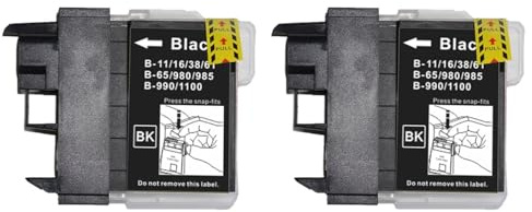 Go Inks 2 Black Ink Cartridges to replace Brother LC980Bk & LC1100Bk Compatible/non-OEM for Brother DCP & MFC Printers | Replaces Brother LC980Bk & LC1100Bk (Black) - Compatible/non-OEM, For Brother DCP & MFC Printers