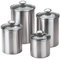 nu steel TG-CA-GT-4PC/SET Aufbewahrungsdosen aus Edelstahl mit Deckel aus gehärtetem Glas für Küchentresen, Kaffee, Tee, etc.