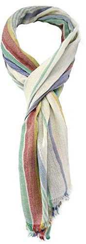 TigerTie Schal in rot gelb blau grün grau beige braun gestreift Gr. 180 x 60 cm