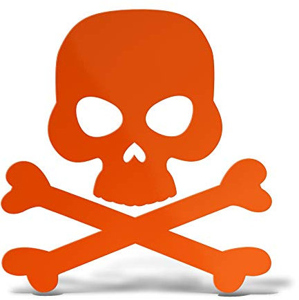 ERREINGE Sticker TESCHIO PIRATA ARANCIONE FLUO Adesivo prespaziato in PVC per Decalcomania Parete Murale Auto Moto Casco Camper Laptop - cm 12