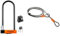 Kryptonite Evolution Long Shackle U-Lock with Flexframe Bracket Sold Secure Gold & Loop Cable Krypto Flex 213cmx10mm, Grey