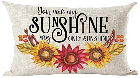 ramirar schwarzes Wort Kunst Zitat You Are My Sunshine Orange Sonnenblumen inspirierende dekorative Lendenwirbelkissenbezug Kissen Home Wohnzimmer Bett Sofa Auto Baumwolle Leinen rechteckig 30,5 x