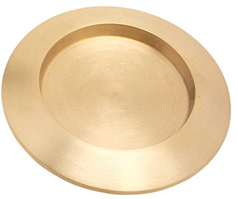 NKlaus Runder Kerzenteller Ø14cm aus Messing, Gold-matt, mit Rand | Als Kerzenuntersetzer geeignet