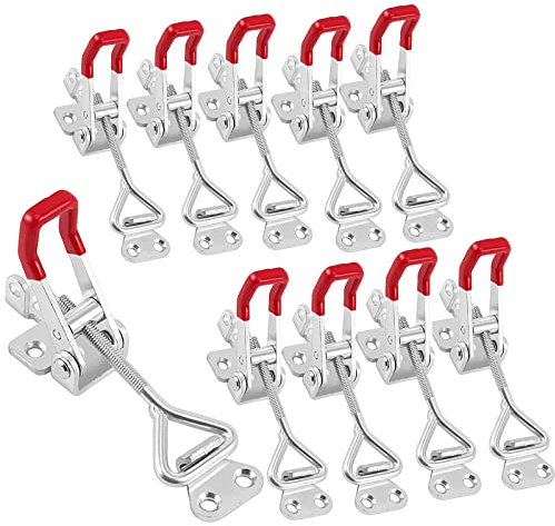 HOIGON 10 Pack 550 lbs Adjustable Toggle Latch Clamp 4002,Hand Tool Quick Release Toggle Latch Hasp Clamp with Lock Hole for Door Box Case Trash Can Lid