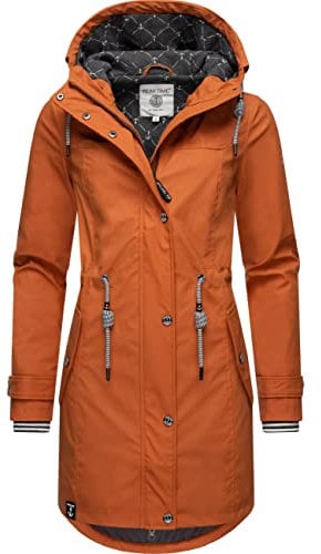 Peak Time Damen Regenjacke Regenmantel Jacke wasserdicht mit Kapuze L60042 Bombay Brown22 Gr. XS