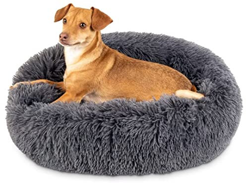 QOFLY Donut-Design Hundebett 80cm Ø, Rundes Hundekissen Hundesofa Katzenbett Hundekissen Hundekorb, Flauschiges Hundebett für Große Mittlere und Kleine Hunde