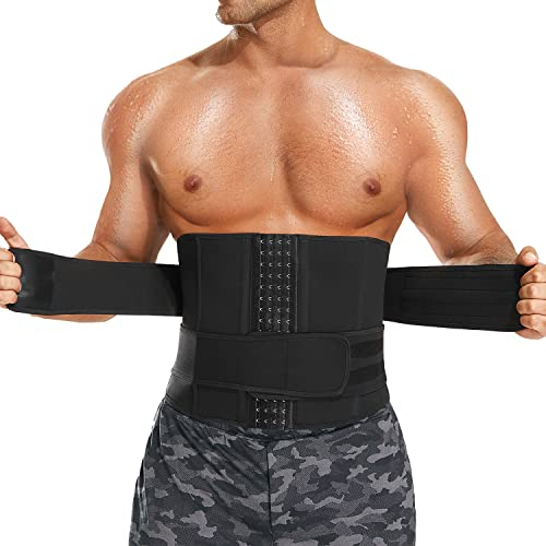 Bafully Herren Bauchweggürtel Sport Fitnessgürtel Body Shaper Schwitzgürtel Neopren Sauna Gürtel Taille Trimmer Bauchgürtel Waist Trainer Mit Klettverschluss (Schwarz, M)