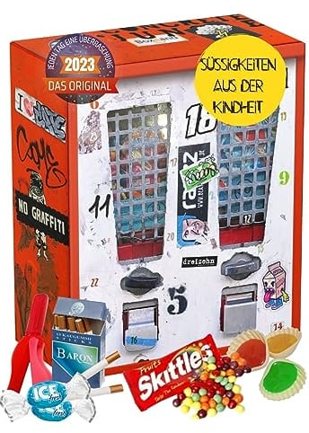 BOXILAND® Nostalgie Adventskalender Süßigkeiten [RETRO VINTAGE] - Süßes aus den 80ern, 90ern und 2000ern (24 Leckereien aus der Kindheit)