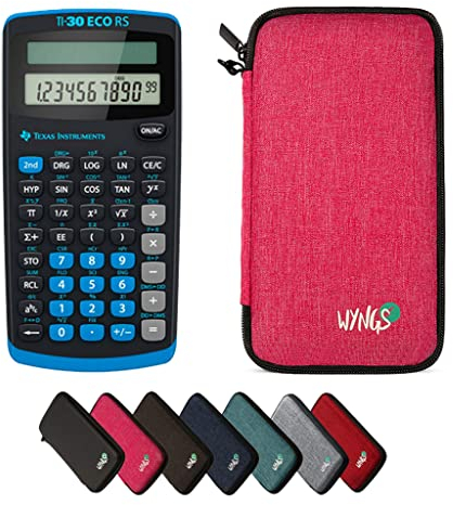 TI-30 ECO RS inkl. WYNGS Schutztasche Pink - Wissenschaftlicher Taschenrechner - Basic Paket