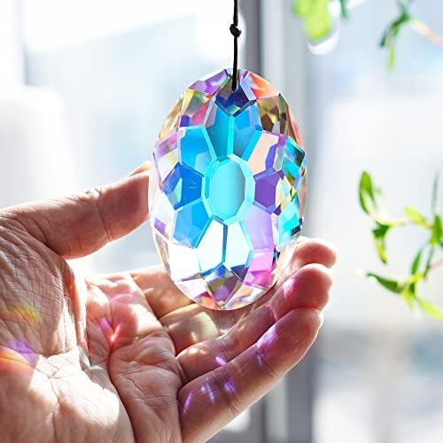 Atrapasueños colgantes de cristal con revestimiento AB para ventana, diseño de arco iris, adornos colgantes de cristal para decoración del hogar y jardín (89 mm, 3.5 pulgadas)