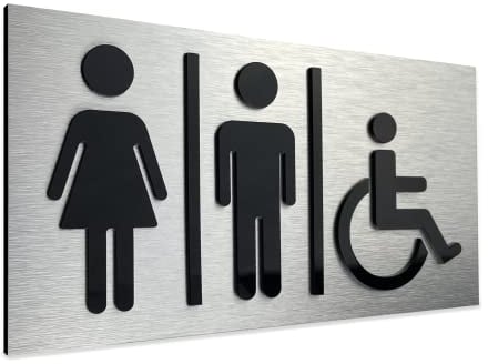 ALÚMADESIGNCO Uomini E Donne, Disabili Toilette WC Adesivi Per Porte - Cartello Bagno - Simbolo Bagni - Cartellonistica Per Bagni - Insegna Toilet - 120 x 220 mm