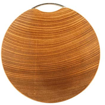PURRL Küchenschneidebrett Wendbares Schneidebrett aus goldenem Eisenholz Runder Hackblock mit Griff für Fleisch/Gemüse/Käse (Size : 33x3cm) Little Surprise