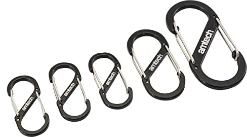 Amtech - Set of Dual Buckle Carabiners for Camping, Backpacks, and Other Lightweight Uses, Versatile, Durable and Long Lasting, Three Multifunctional Sizes (5 Piece)