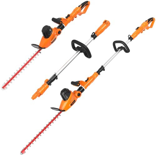 GARCARE 2 in 1 Long Reach Hedge Trimmers Electric Corded With Telescopic Extendable Pole 20Inch SK5 Laster Blade Bush Trimmer For Tall And Short Hedges