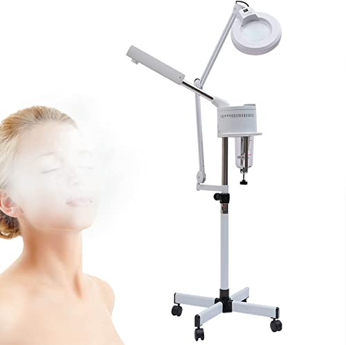 2 IN 1 Gesichtsdampfer und Lupenleuchte, Gesichtssauna Vapozon Bedampfer Ozon Gesichtsdampfer Gesichtssauna Spa Dampfgerät für Zuhause Salon