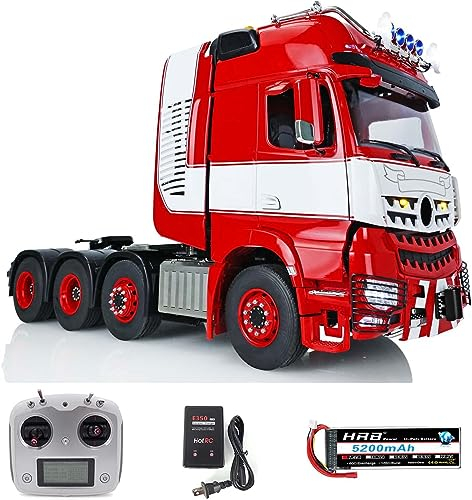 TOUCAN RC HOBBY 1/14 Lesu RC Traktor LKW für 3363 Fernbedienung Auto Metall Chassis, Weiß/Rot, (LS-20130010B-C-HH201911)