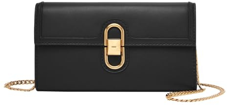 Fossil Damentasche Avondale, schwarze Geldbörse Crossbody aus Leder, L: 19,7 cm, B: 2,5 cm, H: 11,4 cm, ZB1887001