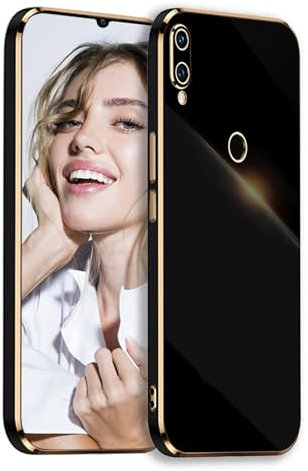 POUHYE Handyhülle für Huawei P smart 2019 Hülle Original, Mädchen Galvanisierte Kameraschutz Weich TPU Silikon Schutzhülle Ultra Dünn Case Stoßfeste Hülle für Huawei P smart 2019 Schwarz