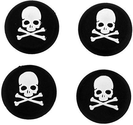 Tiuimk Lot de 4 capuchons en silicone pour boutons PS4 Motif tête de mort Blanc