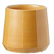 J-Line Blumentopf Rund – Keramik – Ocker – Klein – 2 Stück – Ø 17 cm