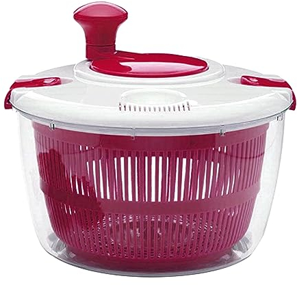 Grande essoreuse à salade, avec couvercle de rangement, égoutter, bol, laver, essorer et sécher les salades vertes, fruits et légumes, pour fruits et légumes (rouge)