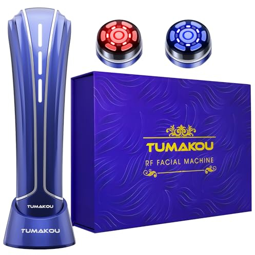Radiofrequenza Viso Professionale - TUMAKOU 4 in 1 EMS Microcorrente Massaggiatore Viso Antirughe - Bacchetta Terapeutica a Luce Rossa Blu - Massaggiatore Viso Lifting - Trattamento Viso Macchina