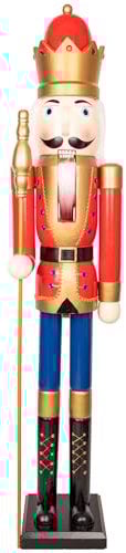 SHATCHI Figuras Gigantes de Madera de 150 cm de Cascanueces de Navidad, Soldados, Rey marioneta, decoración de Puerta del hogar
