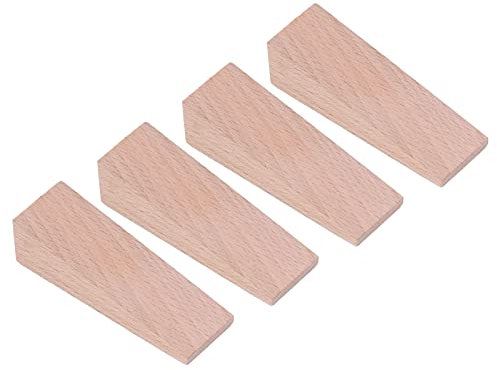 Butée de Porte 4 Pièces, Cales de Porte Antidérapantes, Butée de Porte en Bois, Triangle, Base de Butée de Porte Fixe avec Caoutchouc pour Sols Glissants, Carrelage de Sol