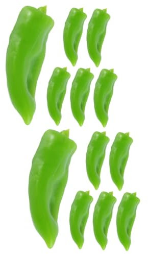 Alipis 12 STK Chili-Modell Kunstgemüse Mini-hausdekoration Dekoration Miniaturen Zum Basteln Dekorativer Grüner Miniaturpaprika Wohnkultur Puppenzubehör PVC Essen Spielen Kind