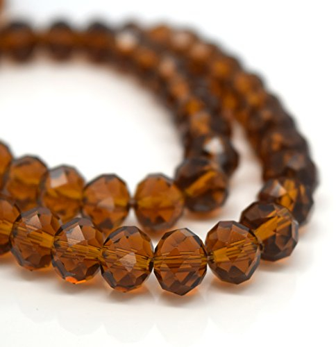 Faceted Glass Rondelle Beads for Jewellery Making 4mm,6mm,8mm,10mm - Pick Size and Colour (4X3MM - (140PCS), Amber)