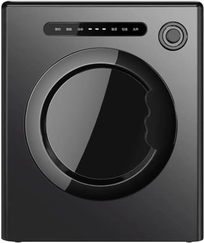YXZYFPP Kompakter Wäschetrockner, vollautomatischer Wäschetrockner, mit Edelstahlwanne, geräuscharm, digitales Touchpanel, Knitterschutz, für Wohnung, Zuhause, Wohnheim (Black)