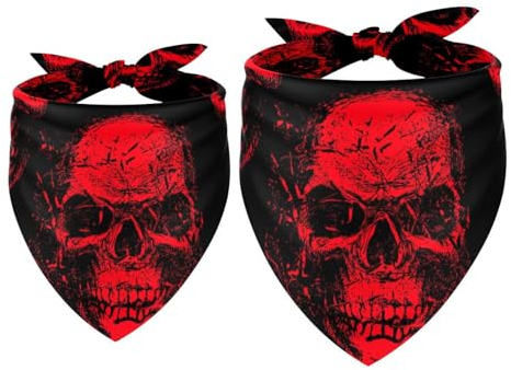 Hundehalstücher mit rotem Totenkopf-Muster, Dreieckstuch für kleine, mittelgroße und große Hunde und Katzen, Haustierhalstuch, Dreieckstuch, Lätzchen, 2 Stück