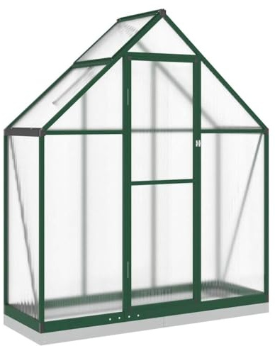 vidaXL Gewächshaus mit Fundamentrahmen Grün 169x58x202 cm Aluminimum