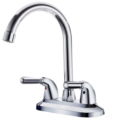 Grifo mezclador para fregadero de cocina, grifo de doble mango con boquilla giratoria de para 360 grados, para cocina y baño, fácil instalación sobre encimera