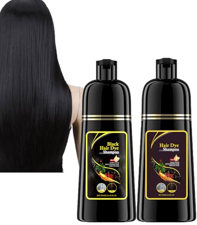 Dyceittdia 2pcs Haarfärbeshampoo, Shampoo für gefärbtes Haar, Glättendes Shampoo, Hair Dye Shampoo 3-in-1, Reinigendes & reparierendes Shampoo, 2pcs*100ml, Schwarz und Braun, hair2